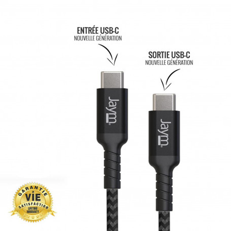 Câble USB OtterBox Performance Plus - USB-A Vers USB-C 1m - Nylon Tressé Renforcé - Noir - Charge Rapide